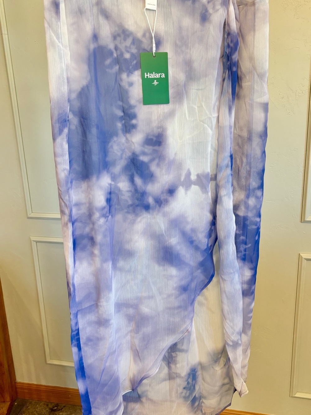 HALARA Tie- Dye Midi Skirt Sheer Knot Skirt Purple-Blue MSRP $48